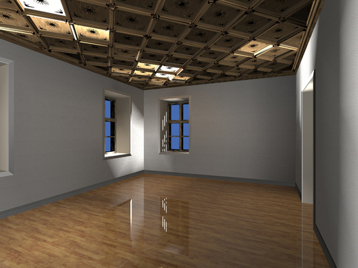 Kazetový strop s řezbami