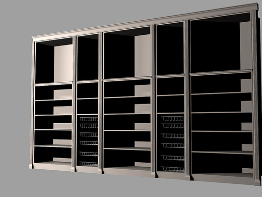 Vizualizace skříně zdobené řezbami