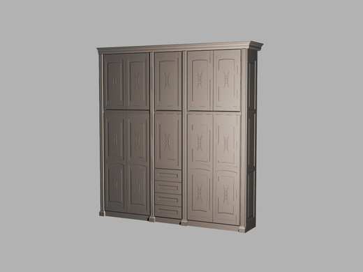 Vizualizace skříně zdobené řezbami