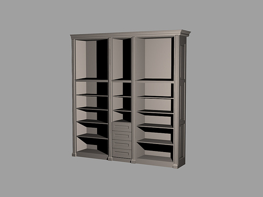 Vizualizace skříně zdobené řezbami